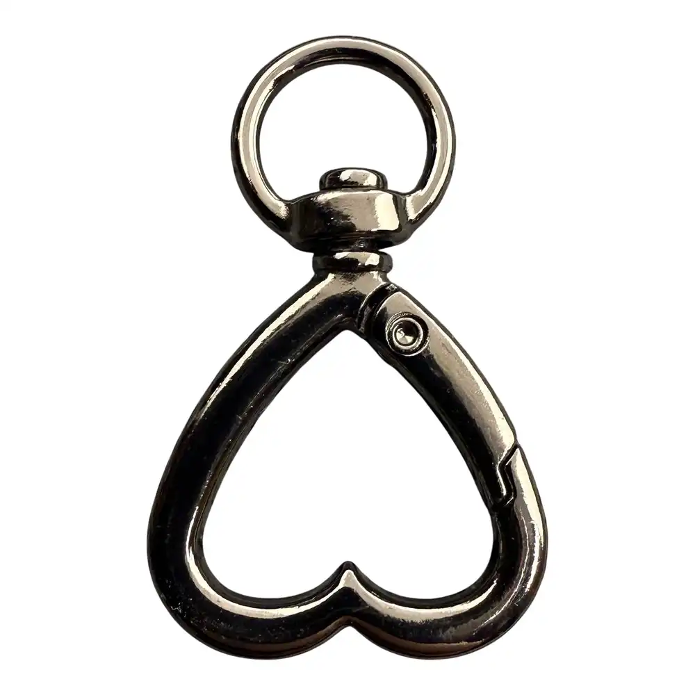 Карабін для сумки 10 мм Сердце (Темный никель)