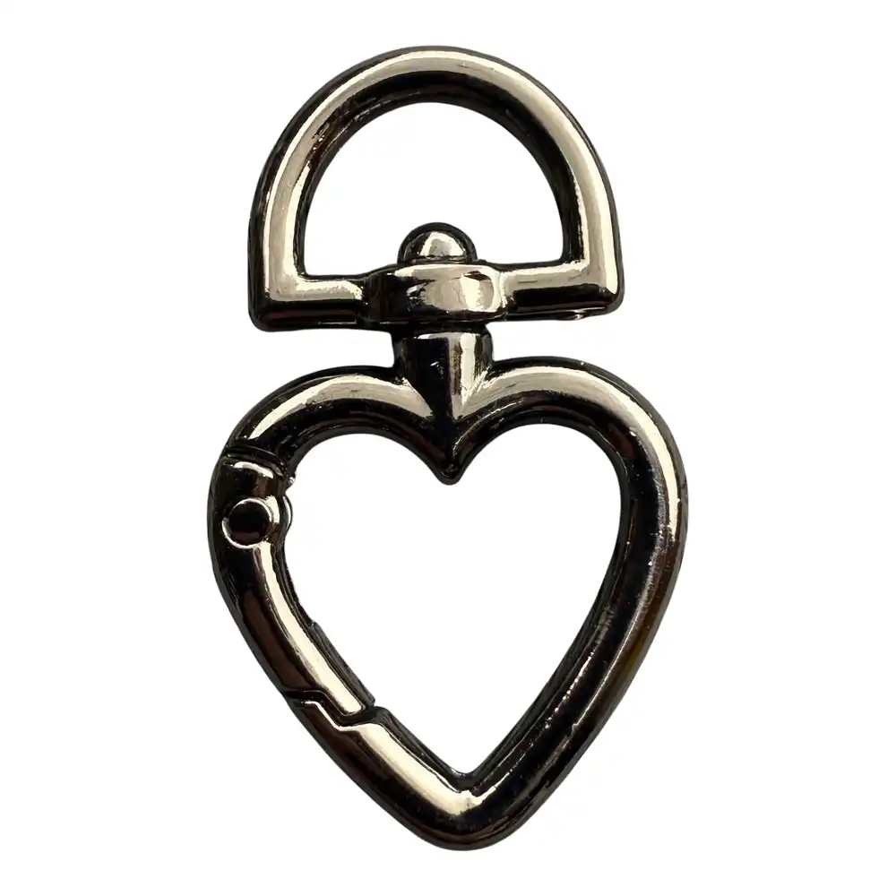 Карабін для сумки 13 мм Сердце (Темный никель)