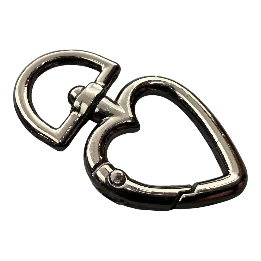 Карабін для сумки 13 мм Сердце (Темный никель) - Зображення 2