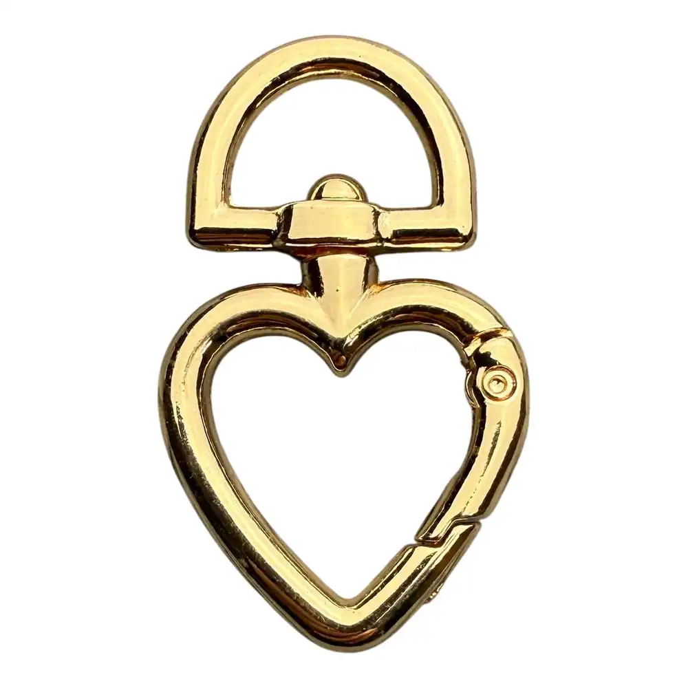 Карабін для сумки 13 мм Сердце (Золото)